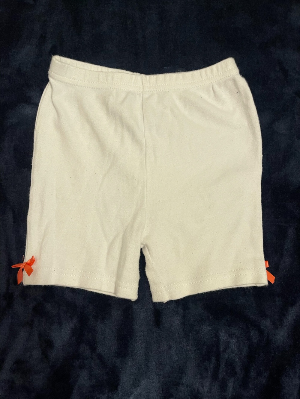 Bon Bebe Cream Knit Shorts with Orange Bow Trim